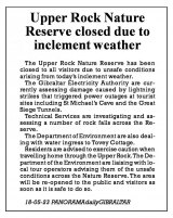 Upper Rock Nature Reserve closed due to inclement weather